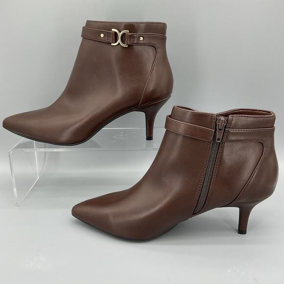 NEW Charter Club Women’s Ulyssa Pointed Toe Stiletto Dress Booties Brown Sz 10M - Picture 2 of 10